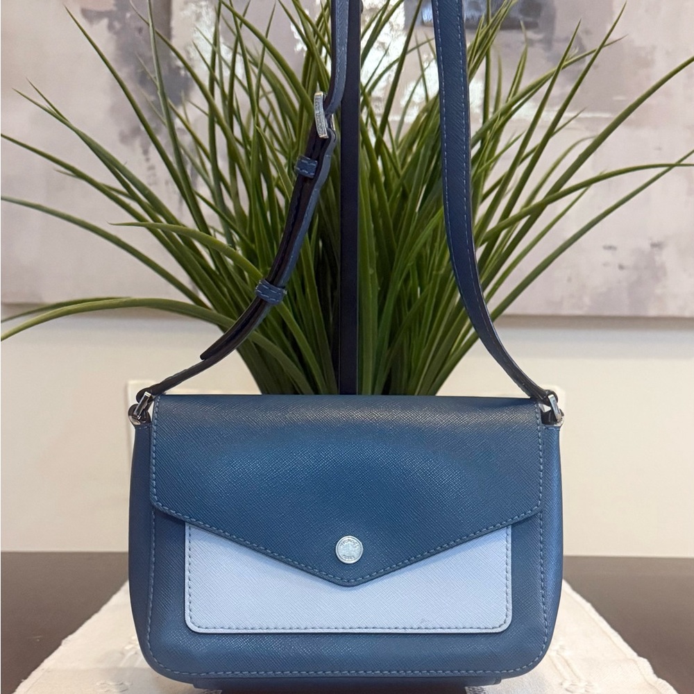 Michael Kors SAMPLE Greenwich Small Crossbody Bag in 2-Tone Blue Leather